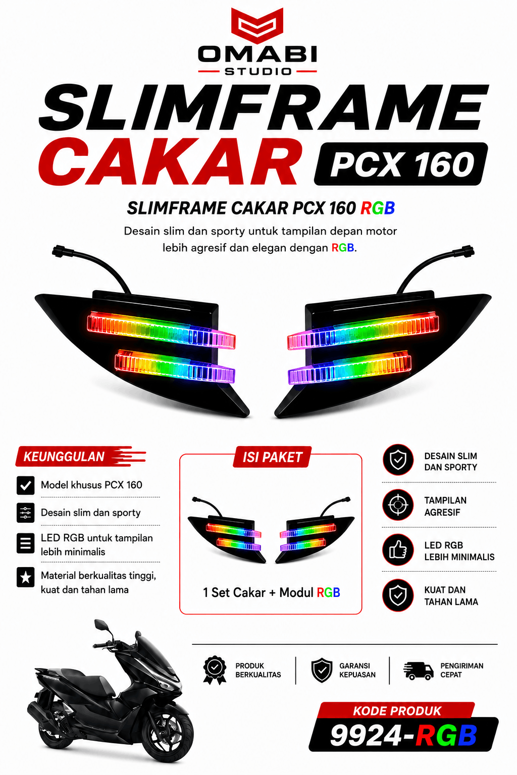 FRAMELIGHT CAKAR SUDUT PCX 160 RGB