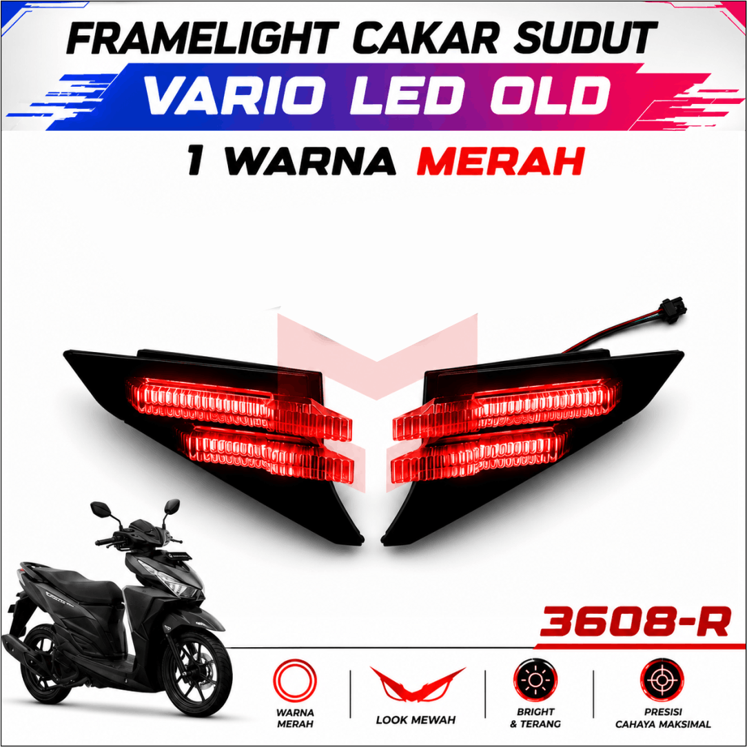 FRAMELIGHT CAKAR SUDUT VARIO LED OLD MERAH