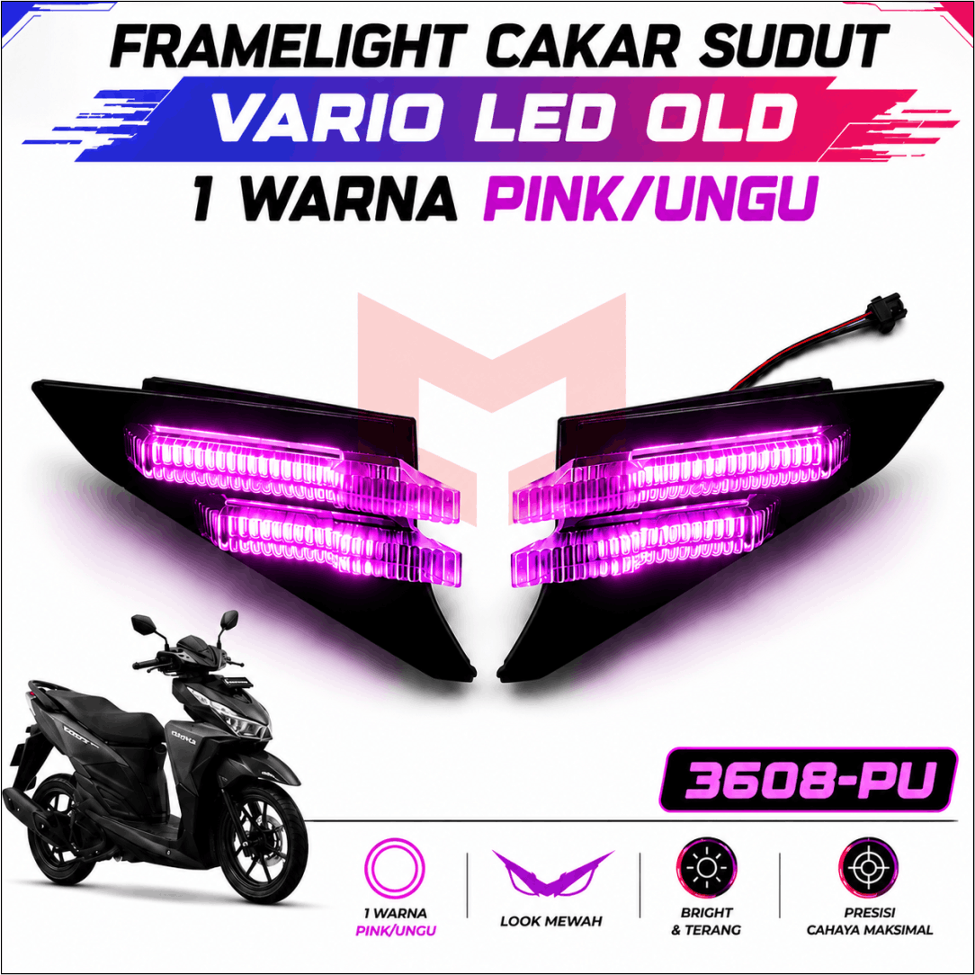 FRAMELIGHT CAKAR SUDUT VARIO LED OLD  PINK / UNGU