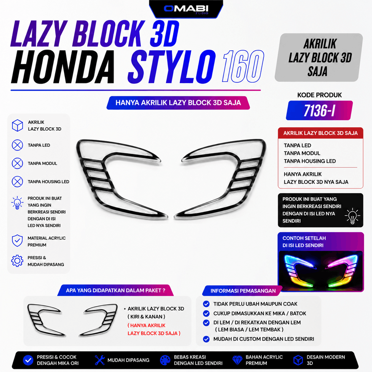 BAHAN SEIN DEPAN CUSTOM LAZY BLOCK 3D STYLO