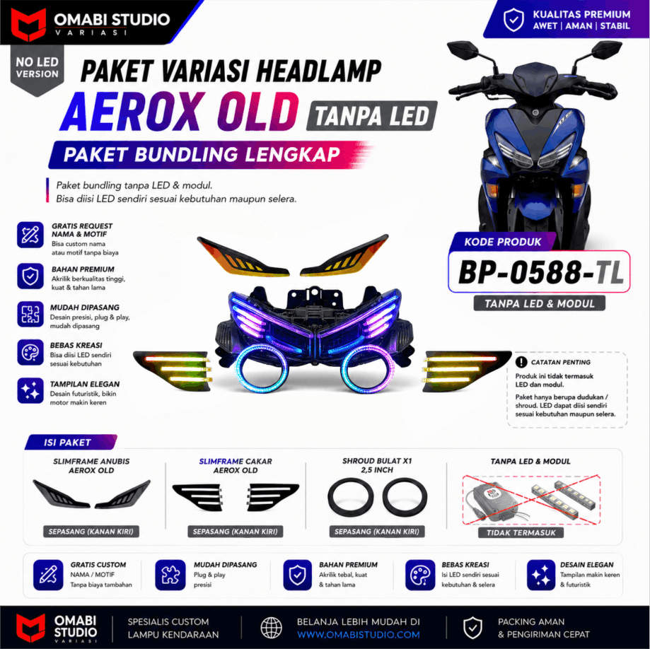 PAKET VARIASI HEADLAMP AEROX OLD TANPA LED
