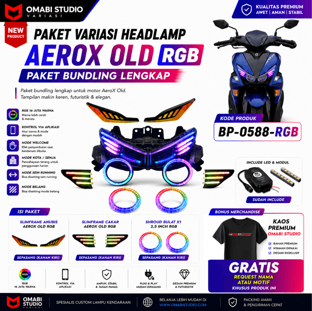 PAKET VARIASI HEADLAMP AEROX OLD RGB