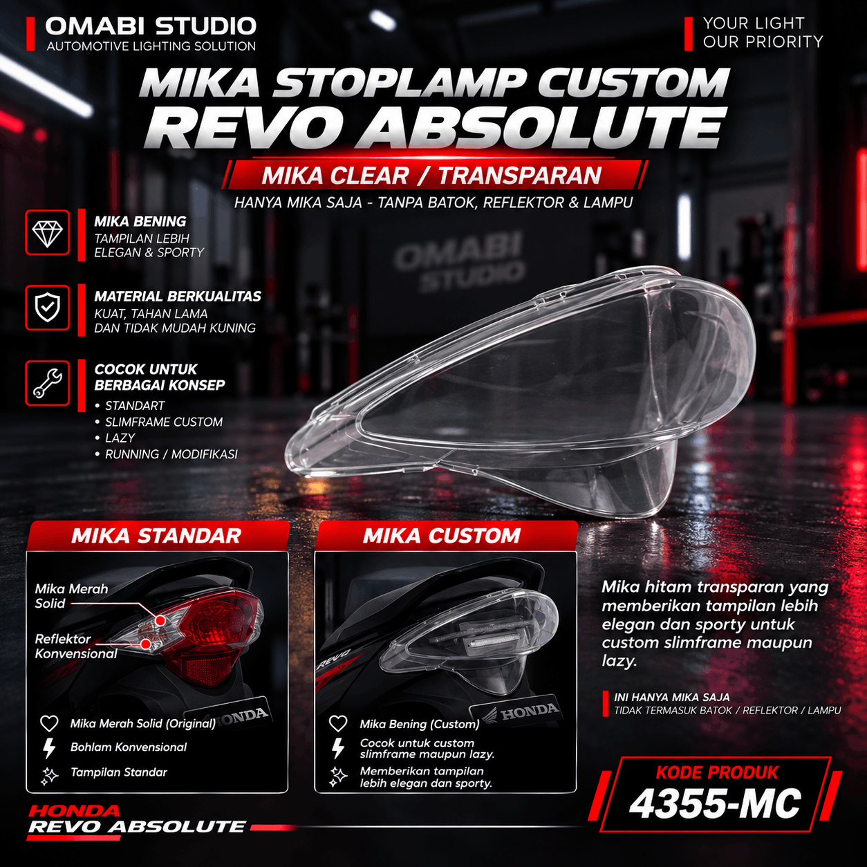 MIKA CUSTOM CLEAR / TRANSPARAN STOPLAMP REVO ABSOLUTE
