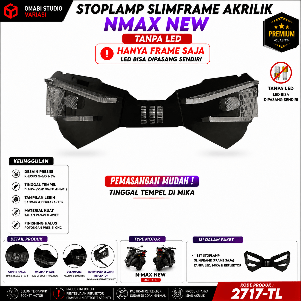 ISIAN STOPLAMP SLIMFRAME NMAX NEW V1 TANPA LED