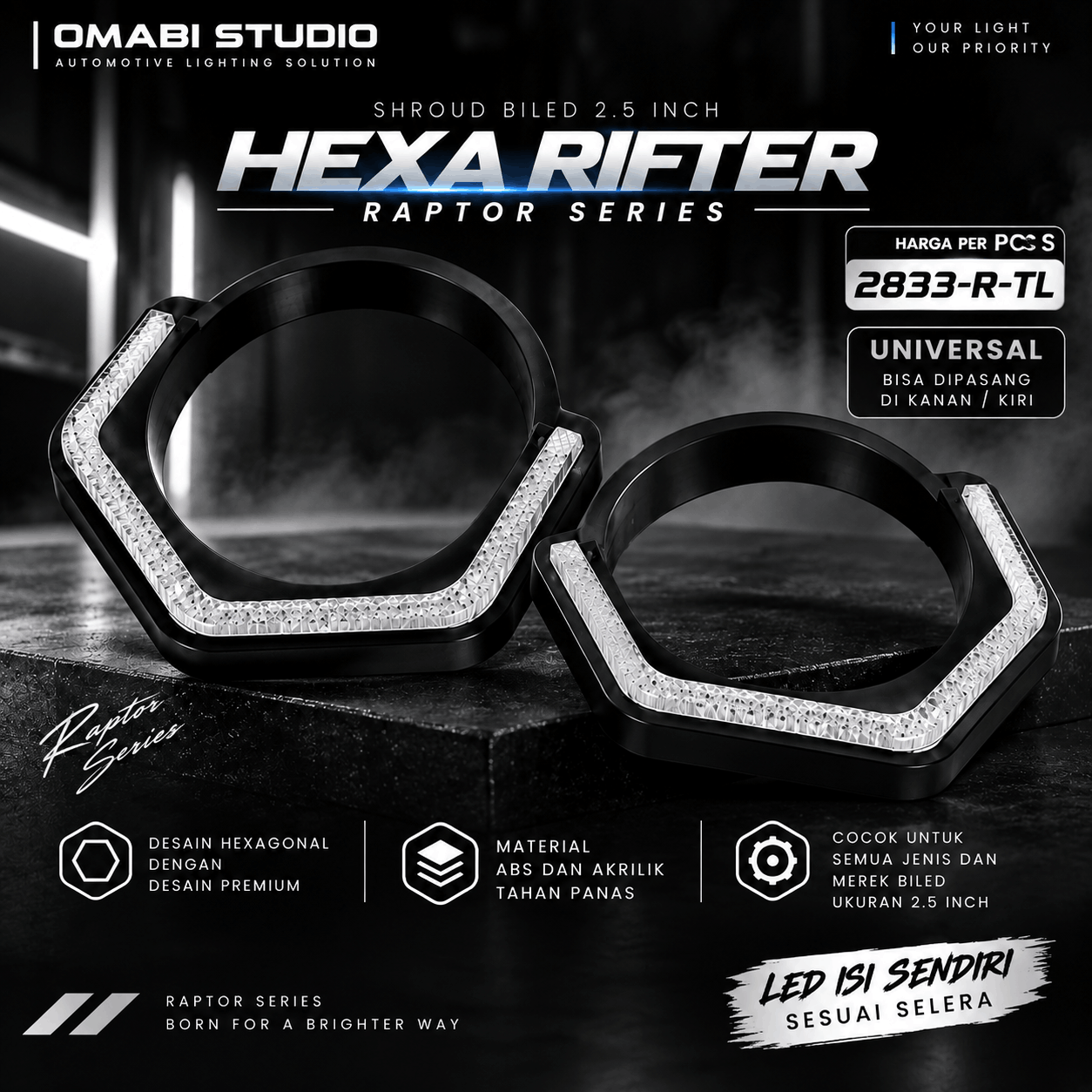 SHROUD 2.5 INC HEXA RIFT MODEL RAPTOR TANPA LED