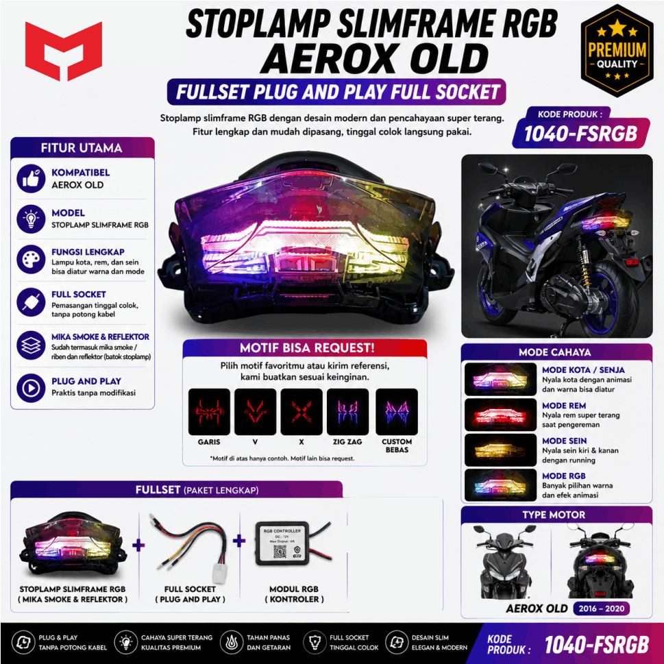 STOPLAMP SLIMFRAME AEROX OLD FULLSET RGB