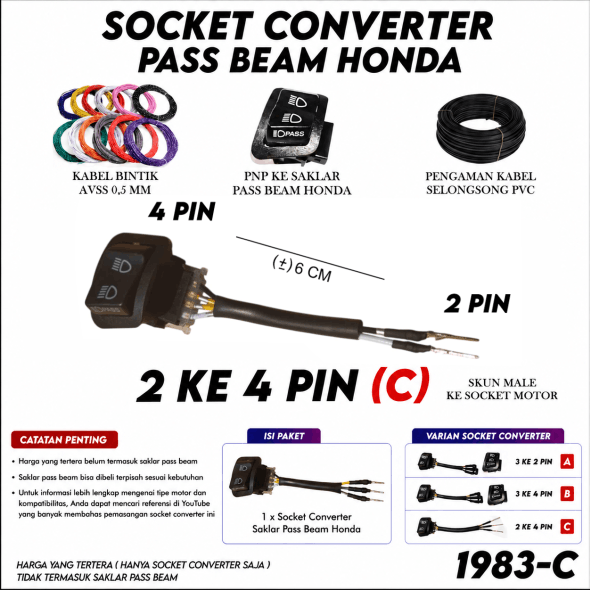 SOCKET CONVERTER C PASS BEAM HONDA 2 KE 4 ( C )