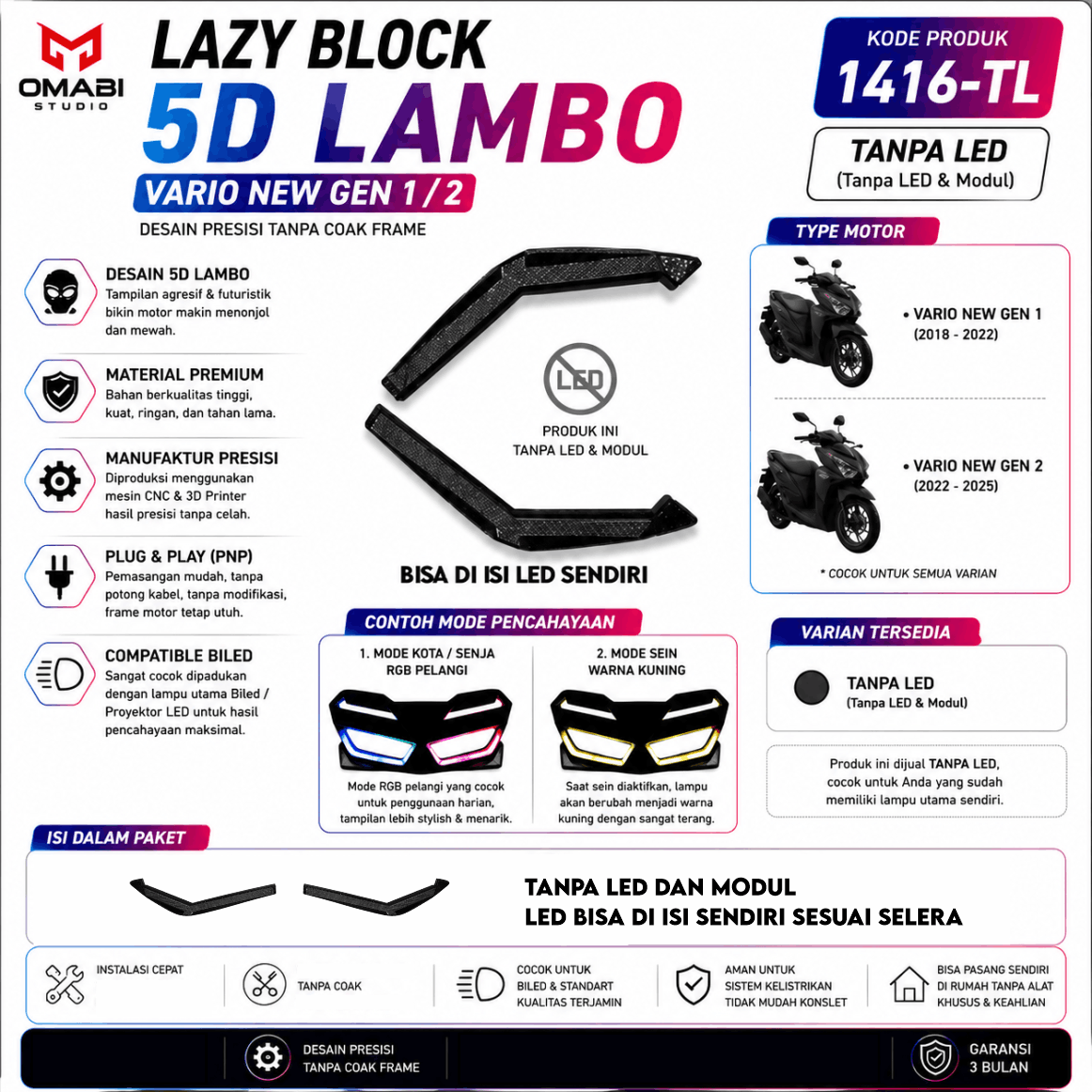 LAZY BLOCK 5D LAMBO VARIO NEW TANPA LED