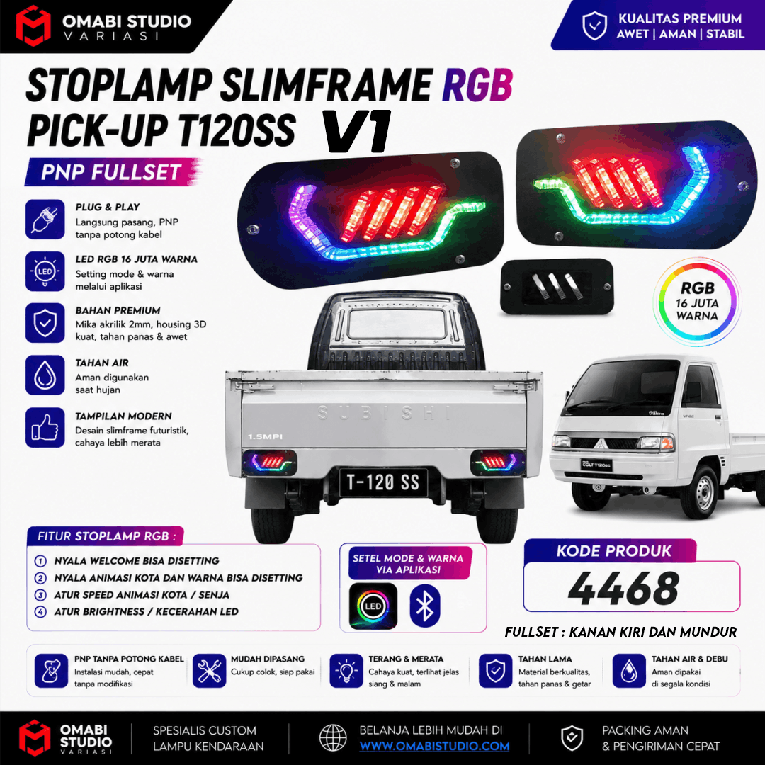 STOPLAMP SLIMFRAME PICK - UP T120SS RGB APP FULLSET TINGGAL COLOK SOCKET