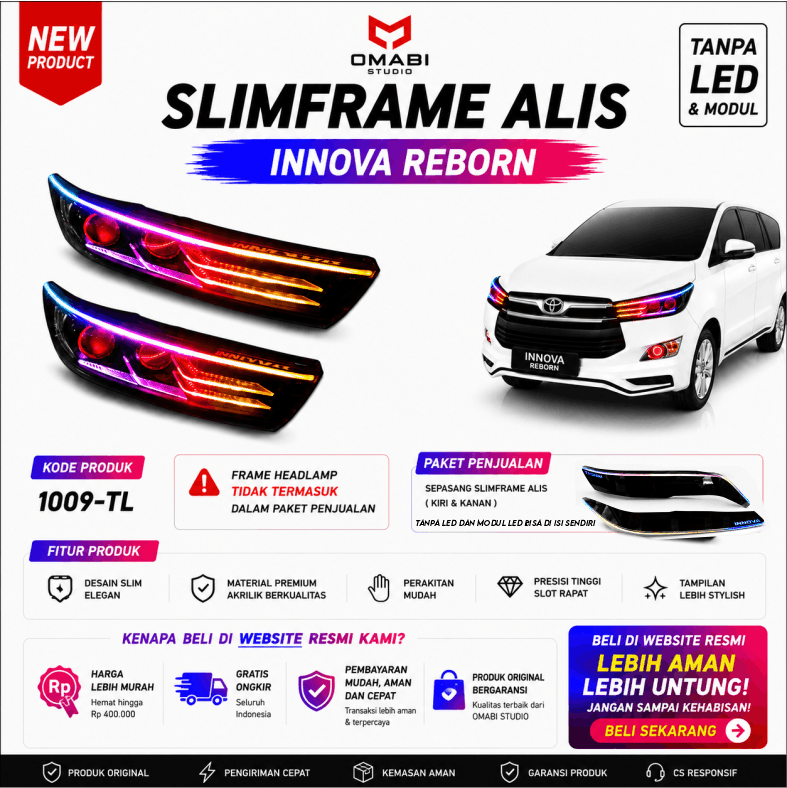 SLIMFRAME ALIS ATAS INNOVA REBORN TANPA LED
