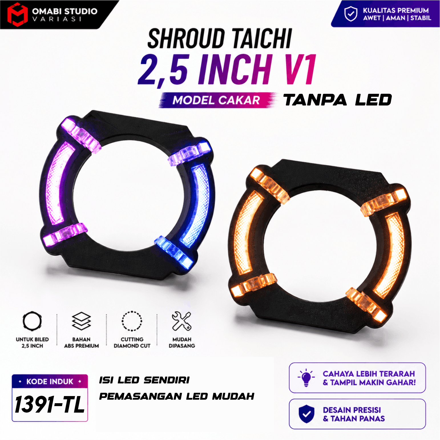 SHROUD TAICHI UNTUK BILED 2,5 INCH V1 TANPA LED
