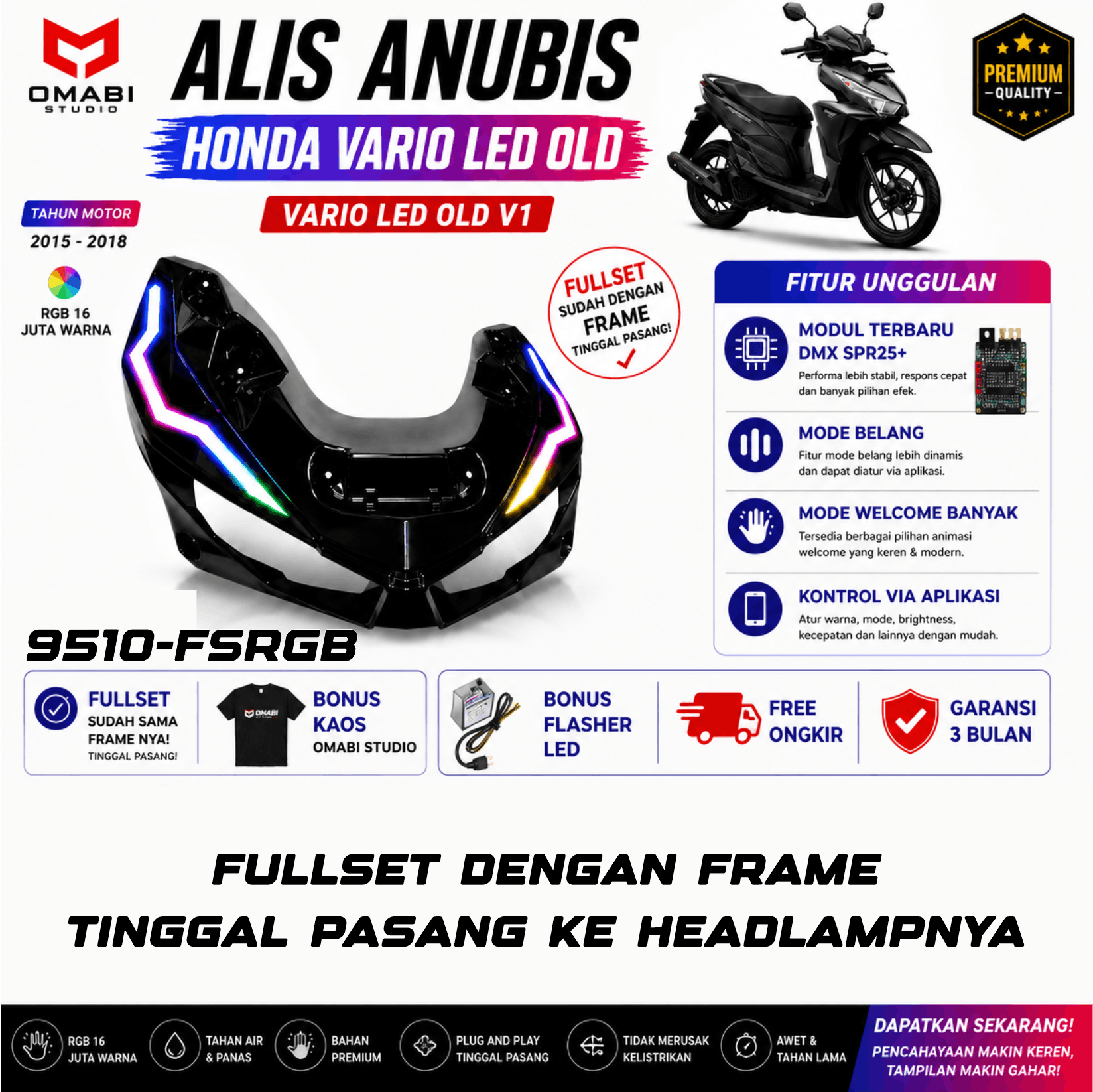 ALIS ANUBIS VARIO LED OLD FULLSET RGB ( LENGKAP DENGAN FRAME )