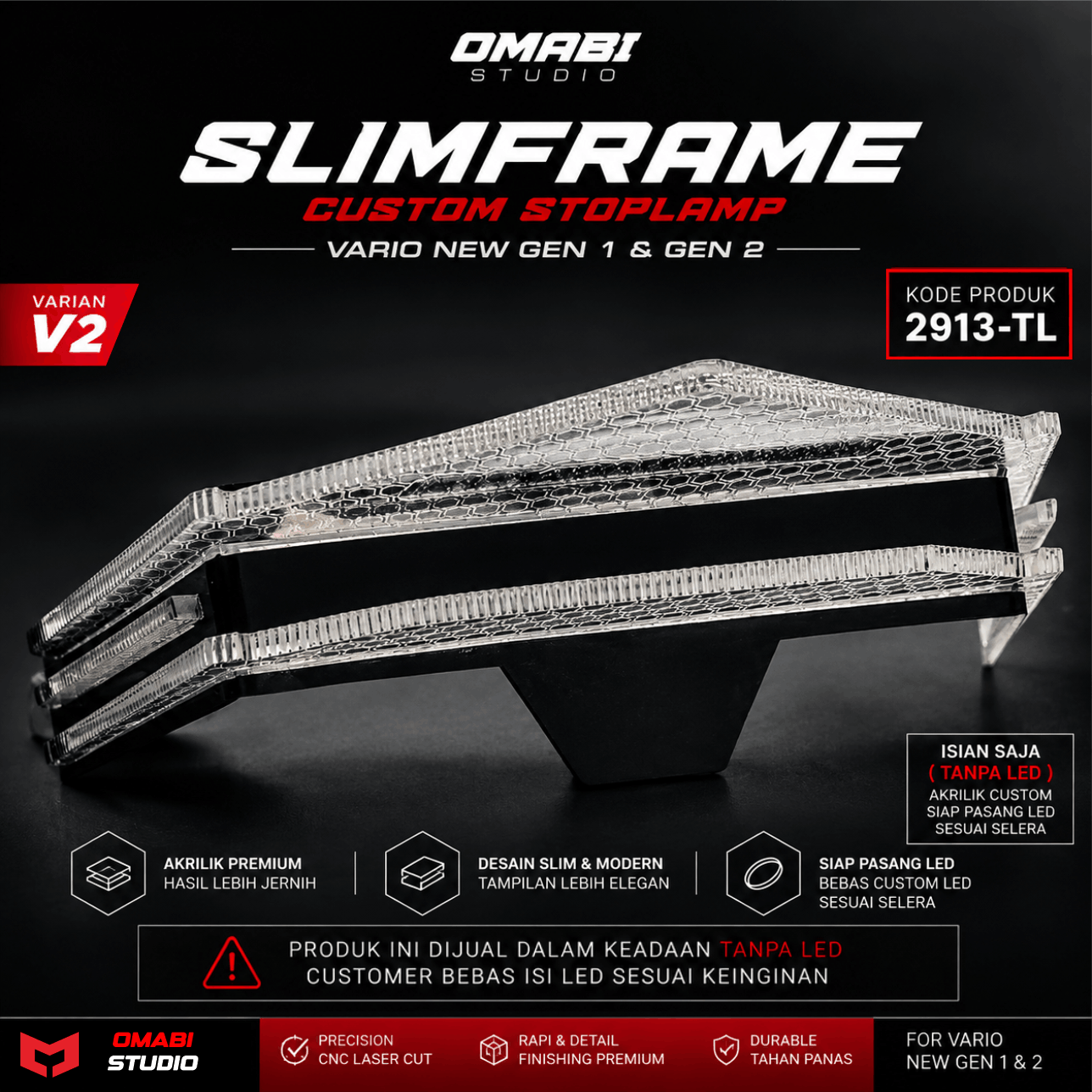 STOPLAMP SLIMFRAME VARIO NEW V2 TANPA LED 