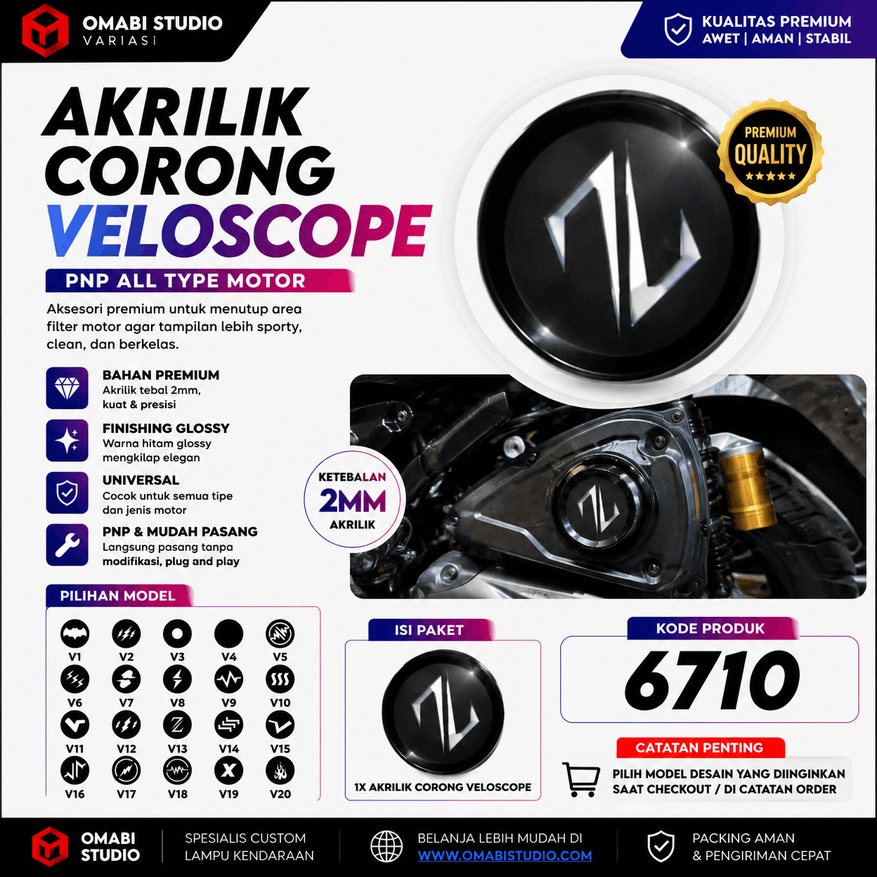 AKRILIK CORONG VELOSCOPE PNP ALL TYPE MOTOR