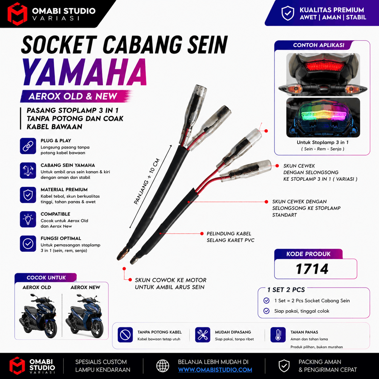 SOCKET CABANG SEIN YAMAHA 1 SET KANAN KIRI