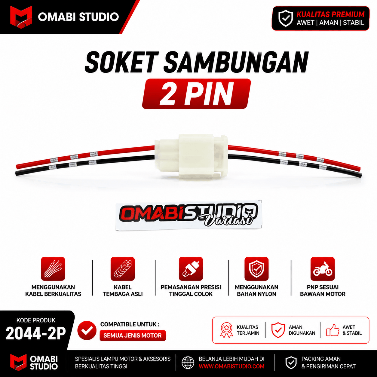 SOCKET + KABEL 2 PIN