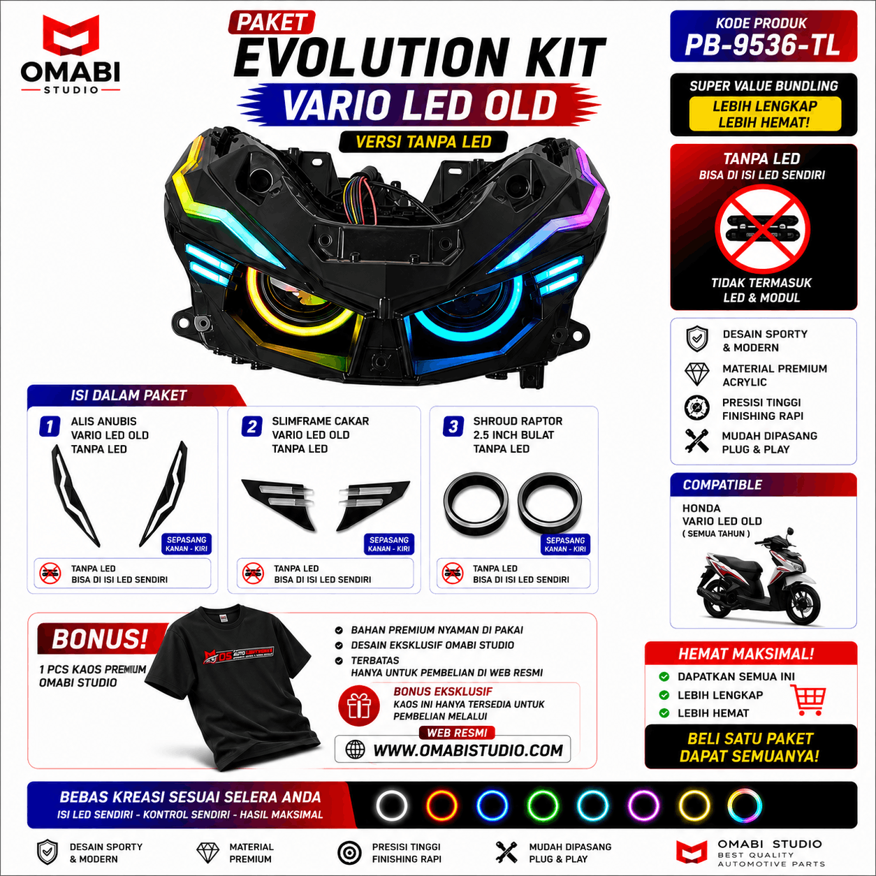 PAKET EVOLUTION KIT VARIO LED OLD VERSI TANPA LED ( ALIS ANUBIS - CAKAR - SHROUD RAPTOR )