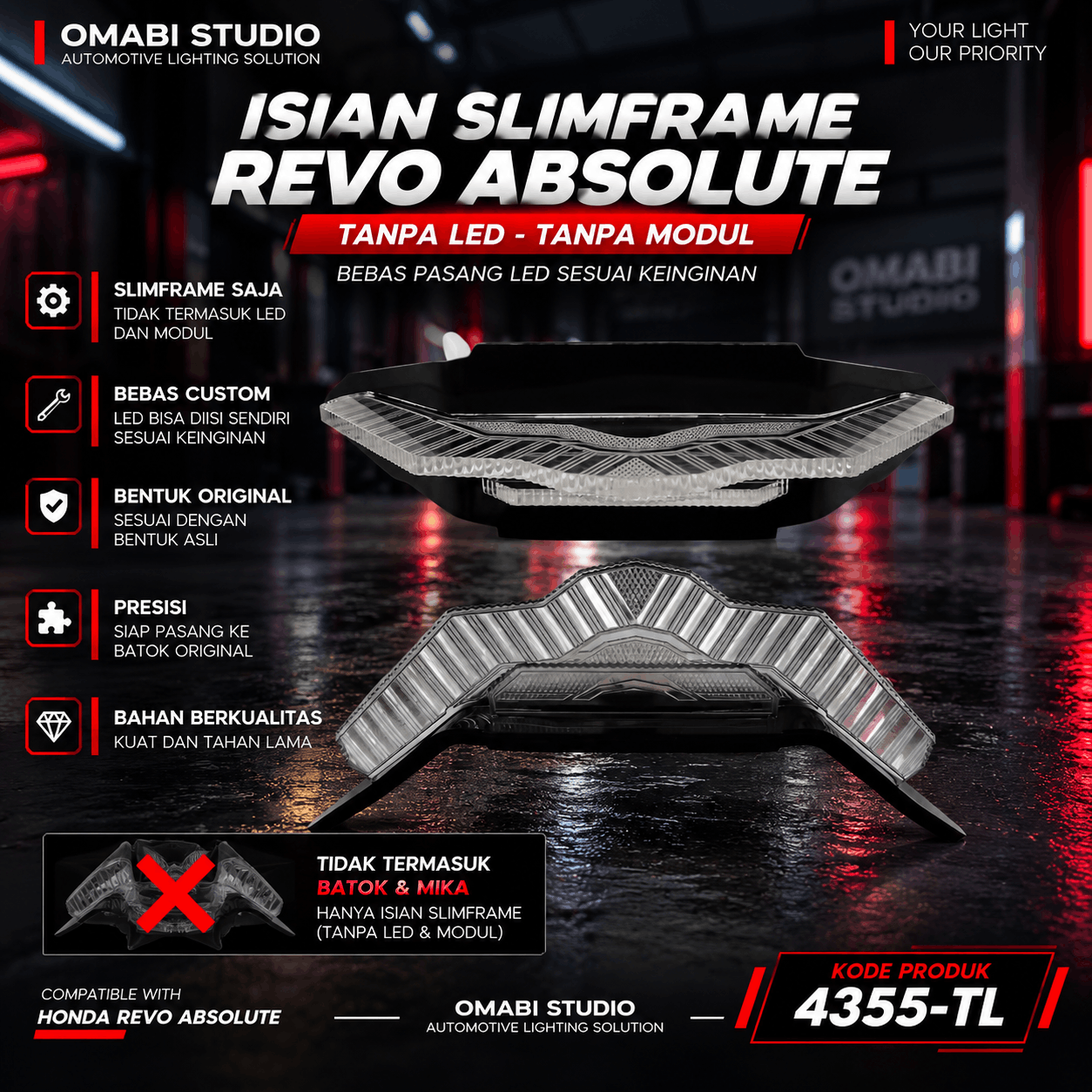 ISIAN STOPLAMP SLIMFRAME REVO ABSOLUTE V1 TANPA LED
