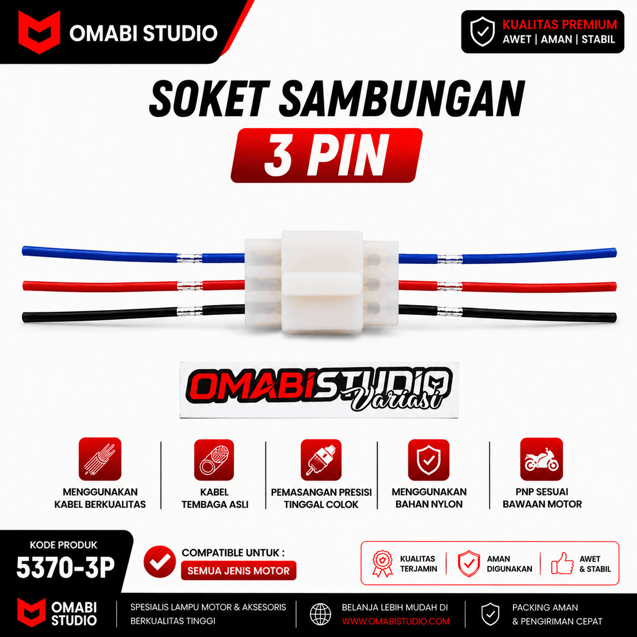 SOCKET + KABEL 3 PIN