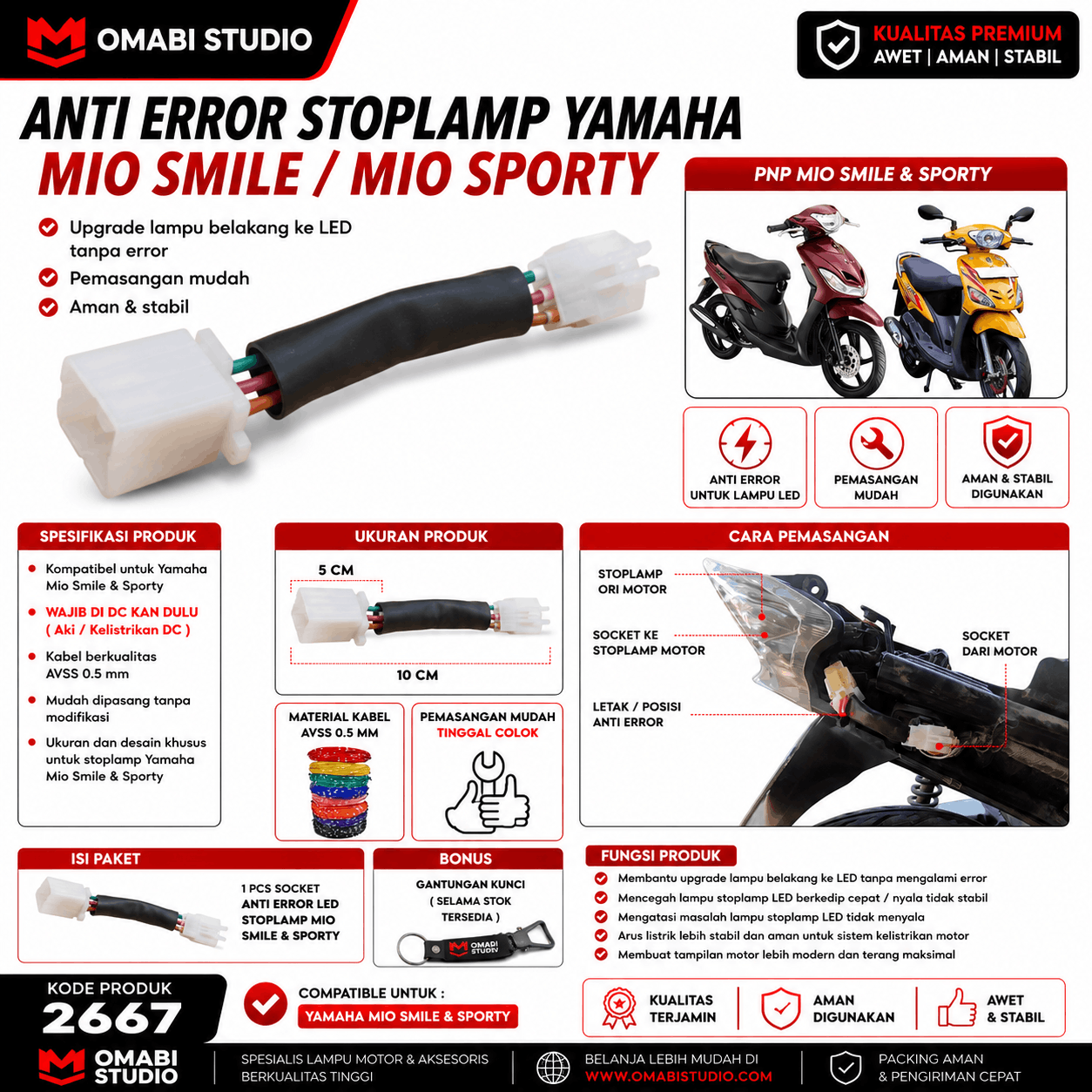 ANTI ERROR STOPLAMP PNP YAMAHA MIO