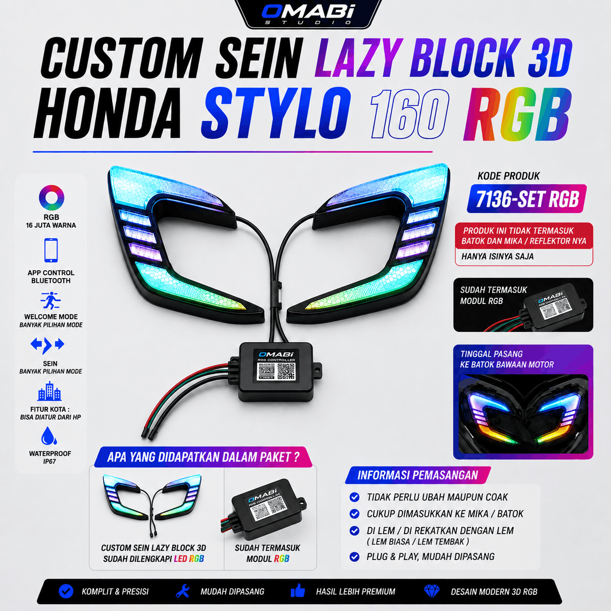 SEIN DEPAN CUSTOM LAZY BLOCK 3D STYLO RGB